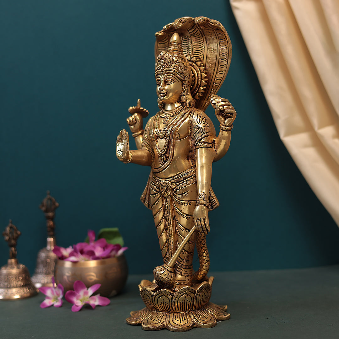 Brass Lord Vishnu and Godess Lakshmi Idol Set In Big Size