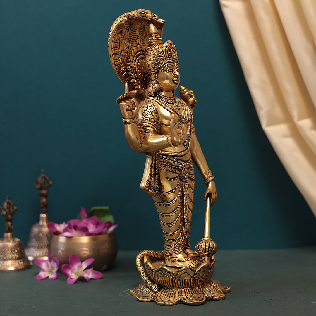 Brass Lord Vishnu and Godess Lakshmi Idol Set In Big Size