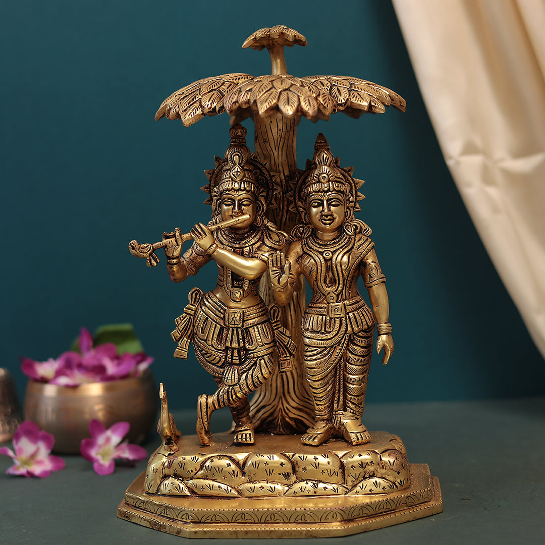 Brass Tree Radha Krishna Idol in 14 Inches (35.56 Cm)