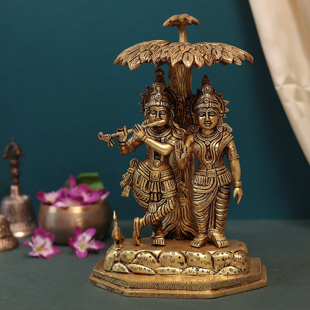 Brass Tree Radha Krishna Idol in 14 Inches (35.56 Cm)