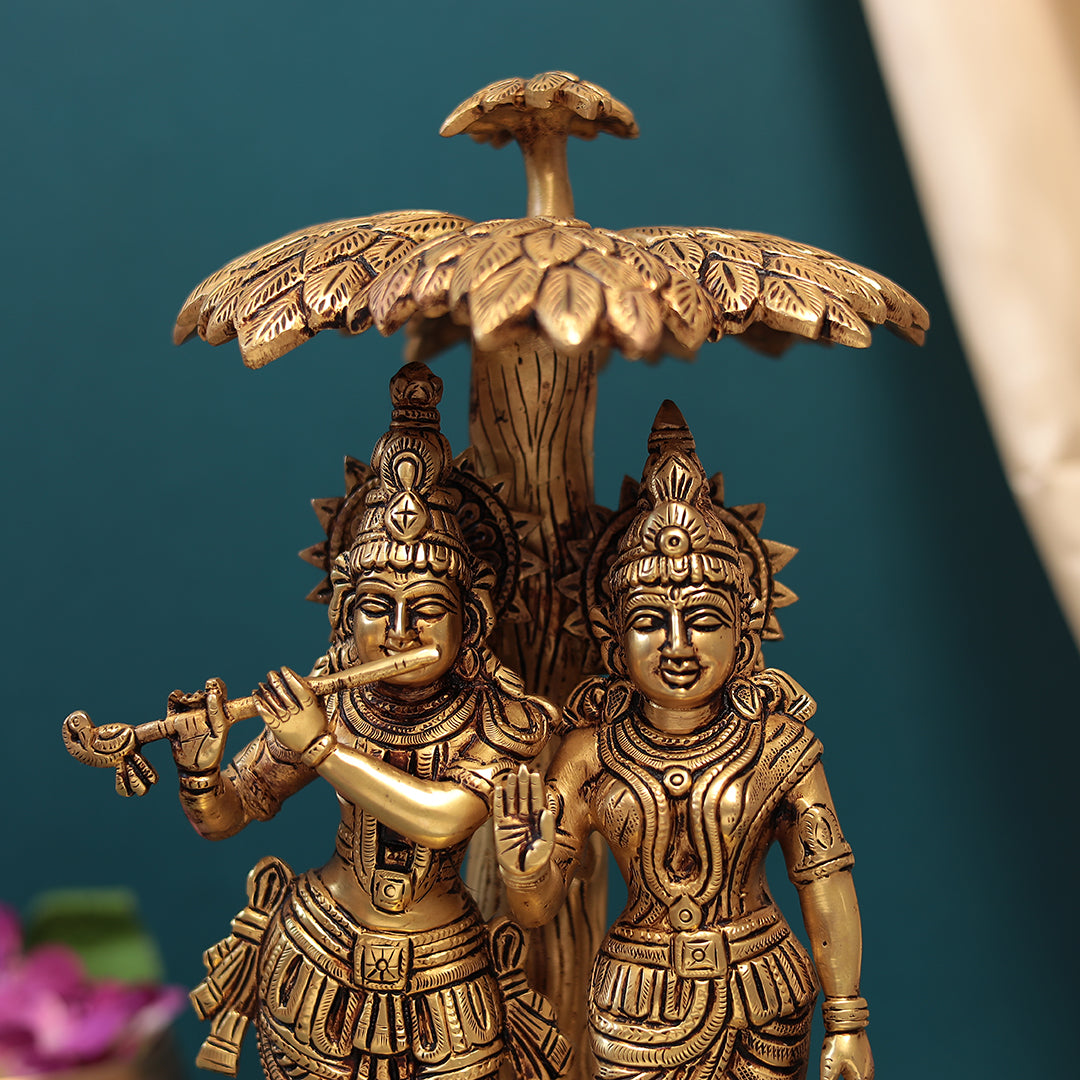 Brass Tree Radha Krishna Idol in 14 Inches (35.56 Cm)