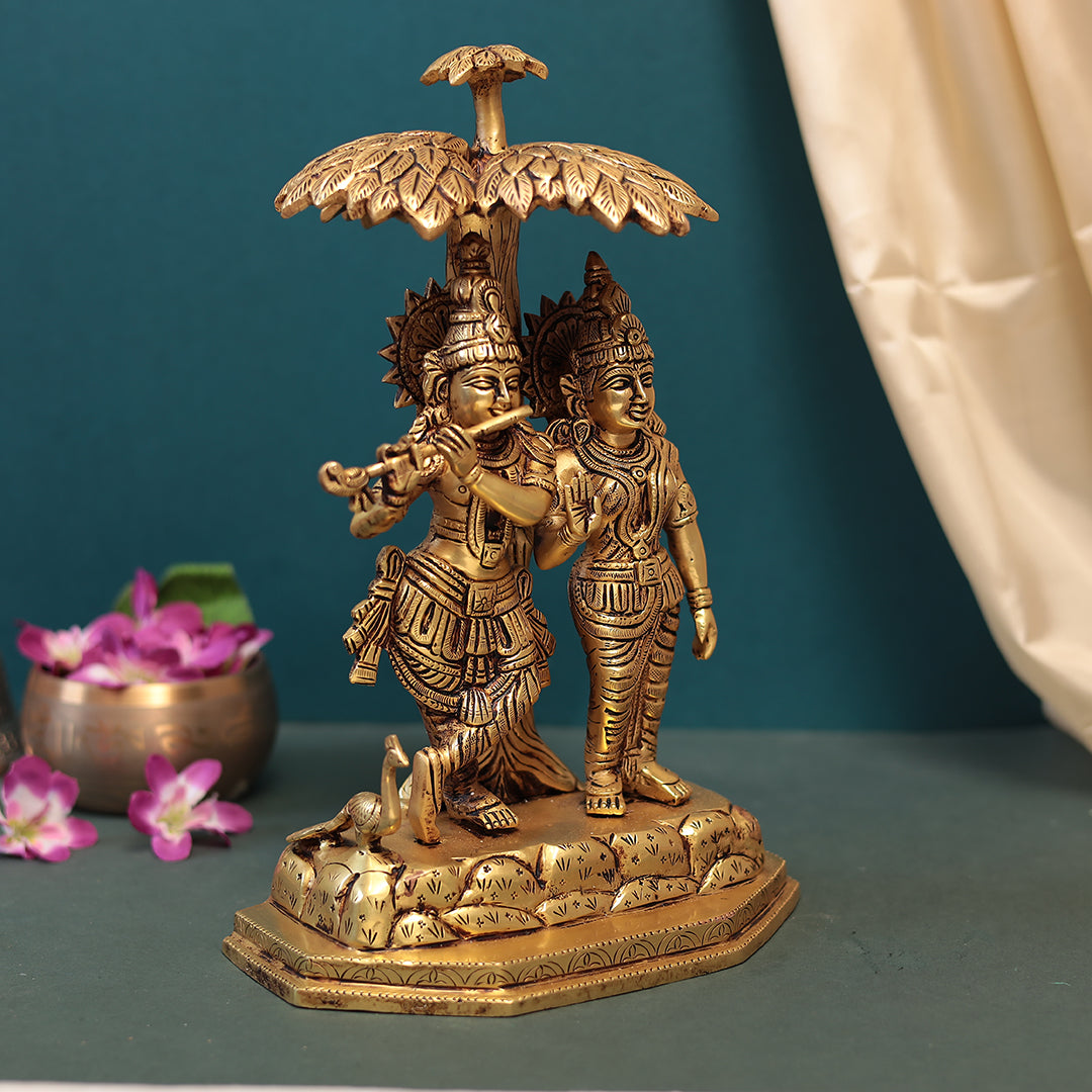 Brass Tree Radha Krishna Idol in 14 Inches (35.56 Cm)