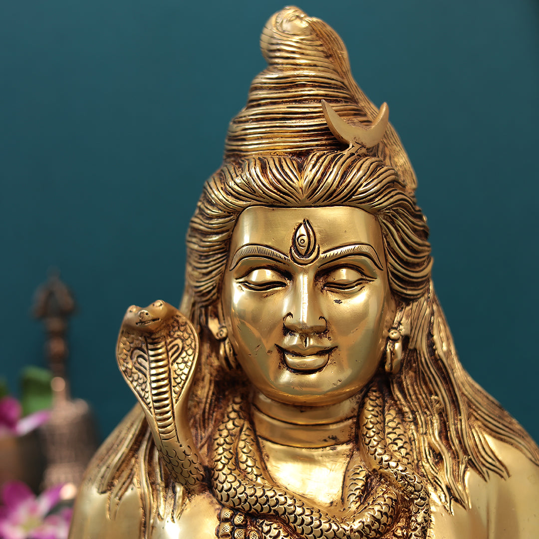Brass Lord Adiyogi Shiva Bust In 1 Feet (30 Cm)