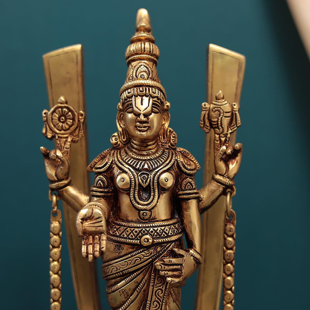 Brass Tirupati Balaji (Venkateshvara) in 15 Inches (38 Cm)