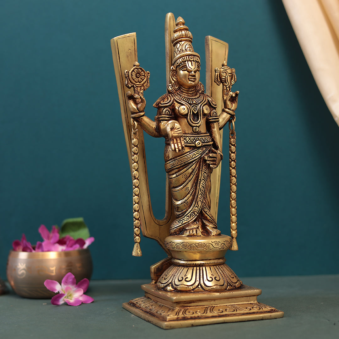 Brass Tirupati Balaji (Venkateshvara) in 15 Inches (38 Cm)