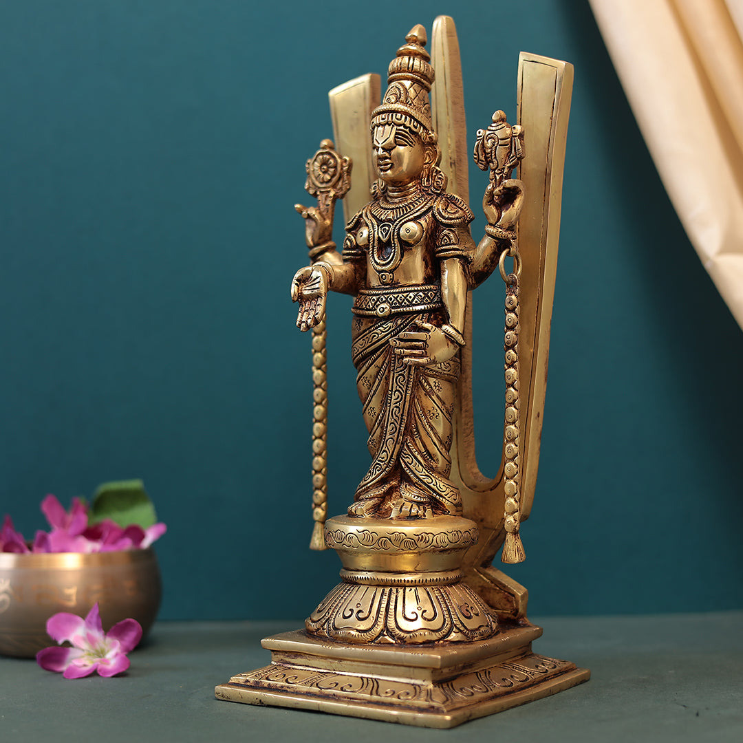 Brass Tirupati Balaji (Venkateshvara) in 15 Inches (38 Cm)