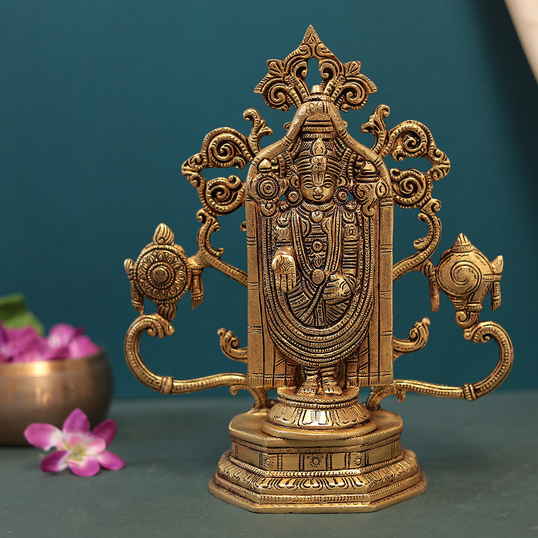 Brass Superfine Tirupati Balaji With Frame In 11 Inches ( 28 Cm)