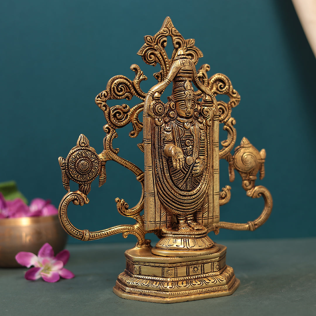 Brass Superfine Tirupati Balaji With Frame In 11 Inches ( 28 Cm)
