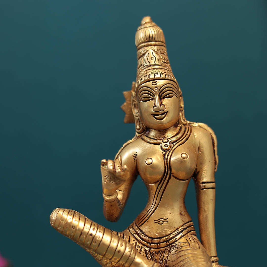 Brass Auspicious Seated Maa Parvati or Uma In 10" (25 Cm)