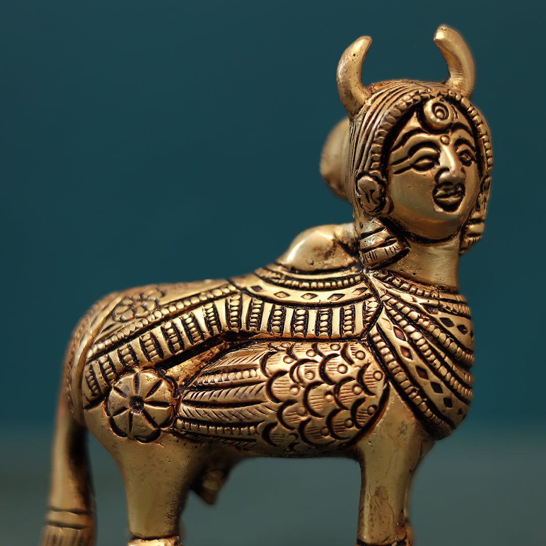 Mahavastu Brass Kamadhenu Cow Idol