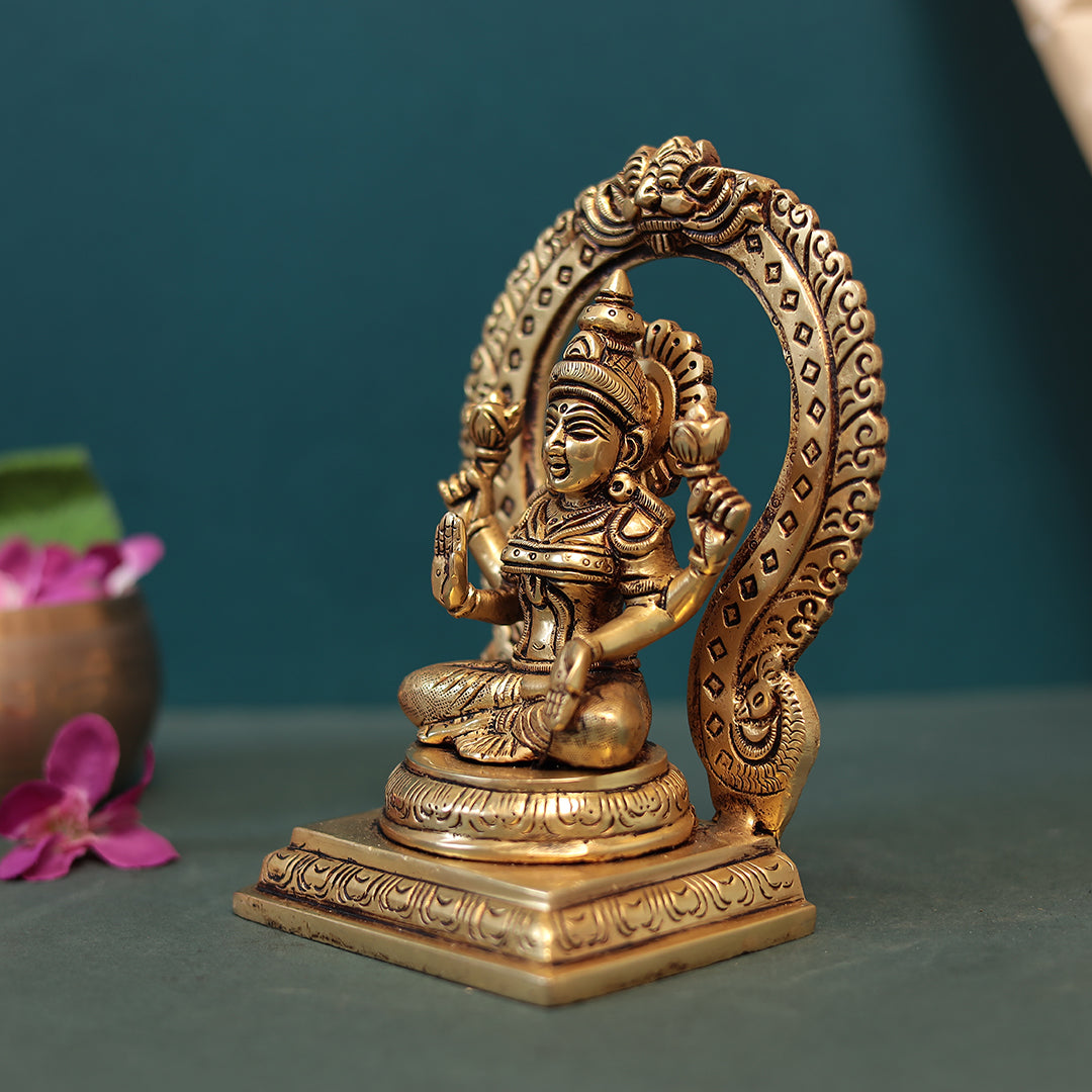 Brass Lakshmi/Laxmi and Ganesh Set In 7"
