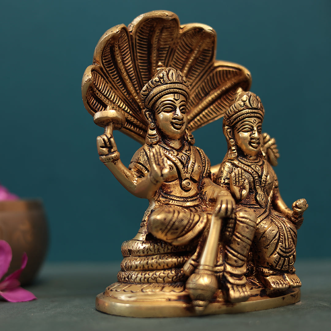 Superfine Brass Naag Vishnu Lakshmi Pair