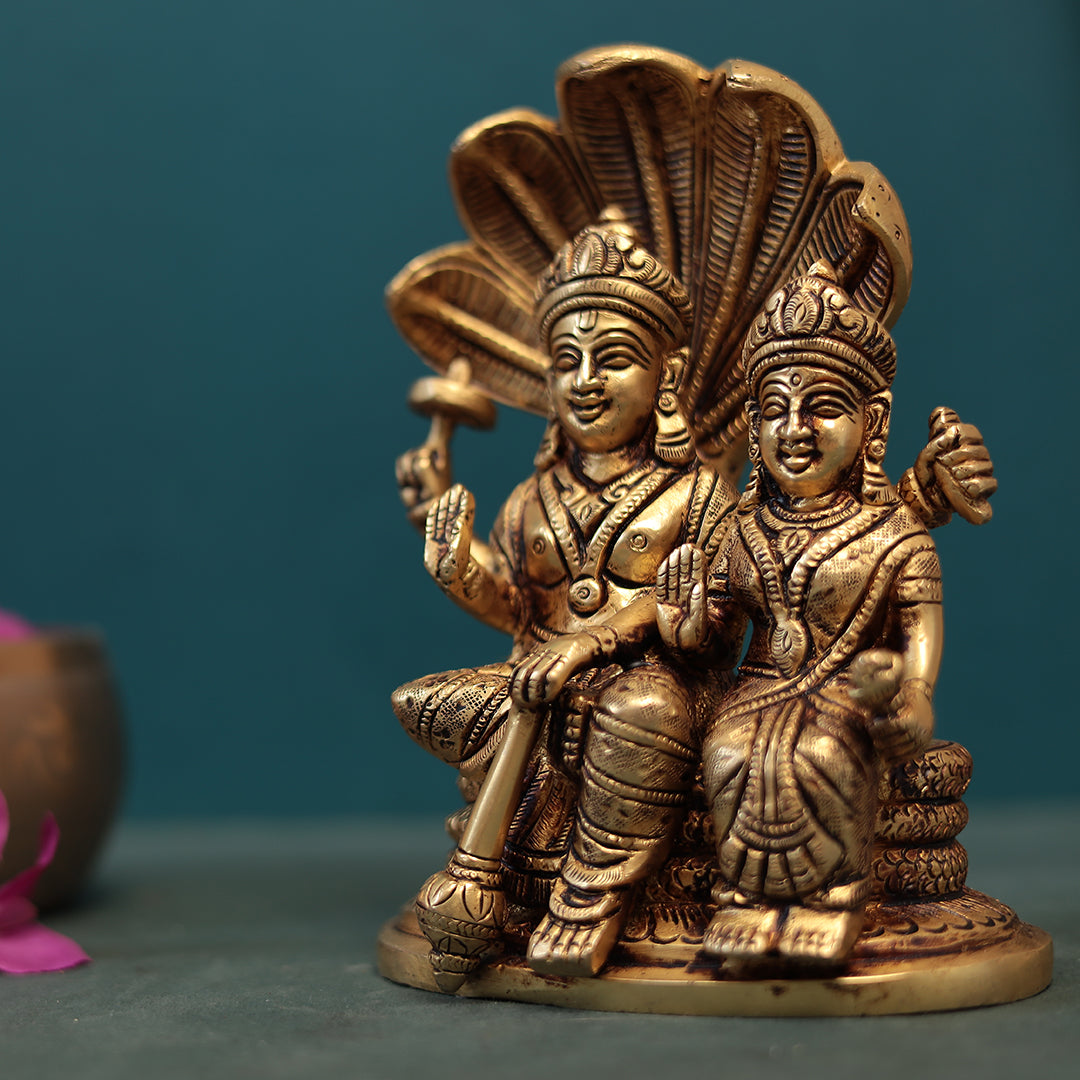 Superfine Brass Naag Vishnu Lakshmi Pair