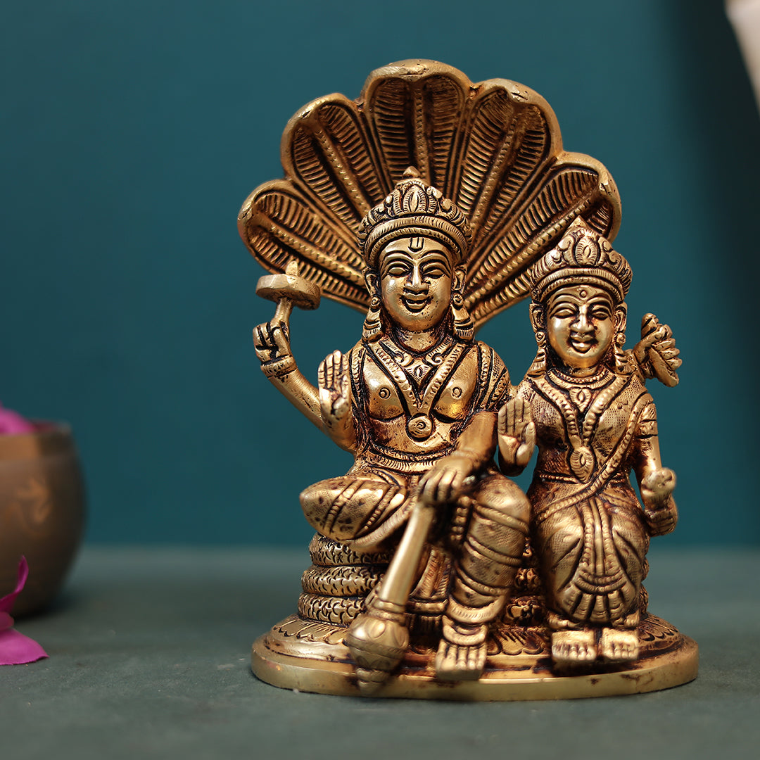 Superfine Brass Naag Vishnu Lakshmi Pair