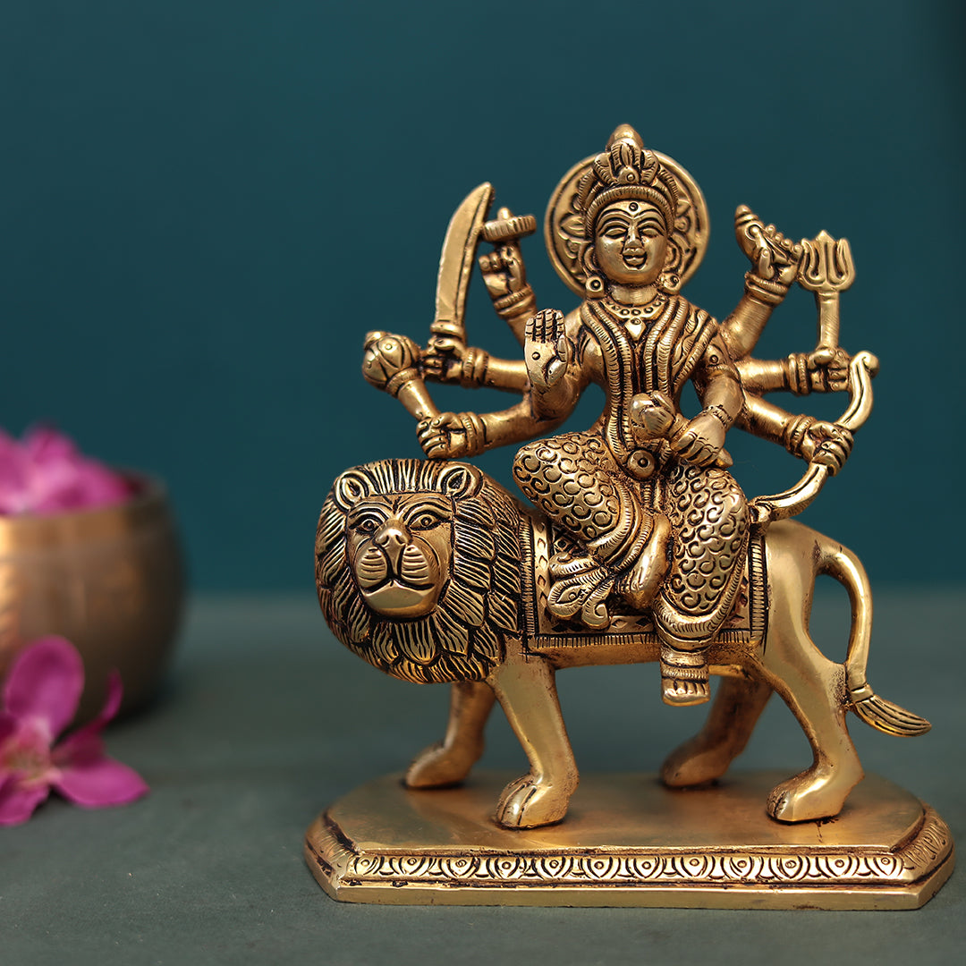 Brass 8 Armed Goddess Maa Durga/Ambe/Sherawali Idol