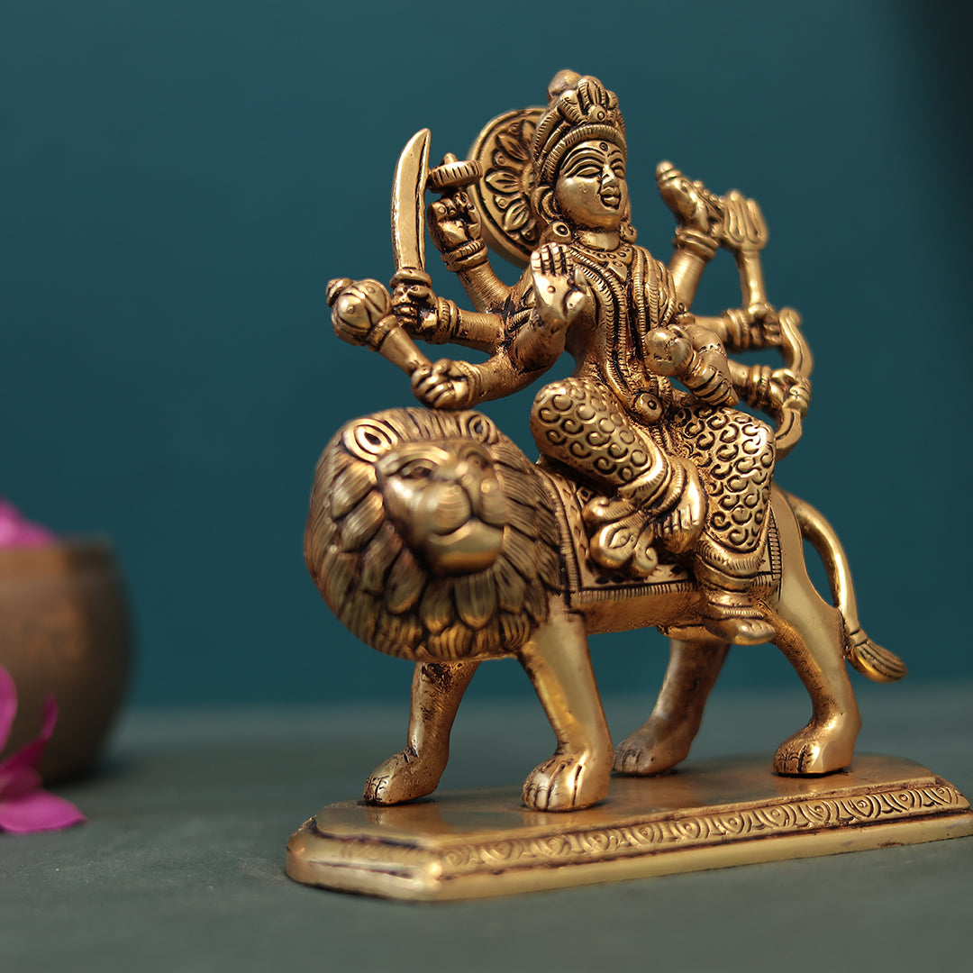 Brass 8 Armed Goddess Maa Durga/Ambe/Sherawali Idol