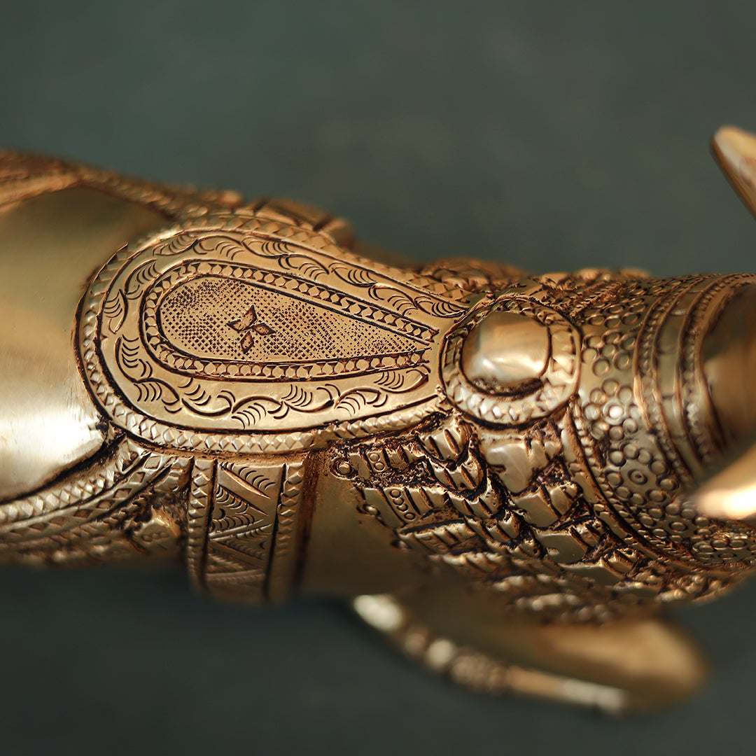 Brass Sitting Nandi Figurine In 5 Inch (12.7 Cm)