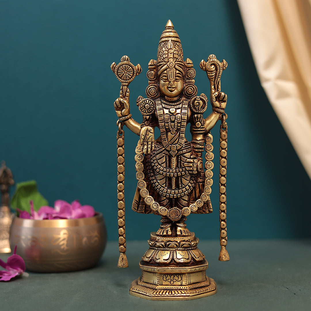 Brass Lord Tirupati Balaji/Venkateshwara Idol In 10.5 Inch (26.6 Cm)