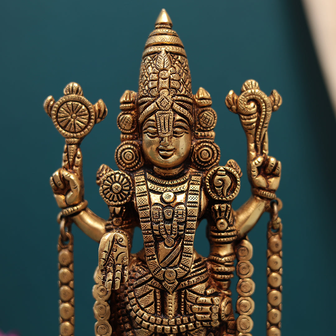 Brass Lord Tirupati Balaji/Venkateshwara Idol In 10.5 Inch (26.6 Cm)