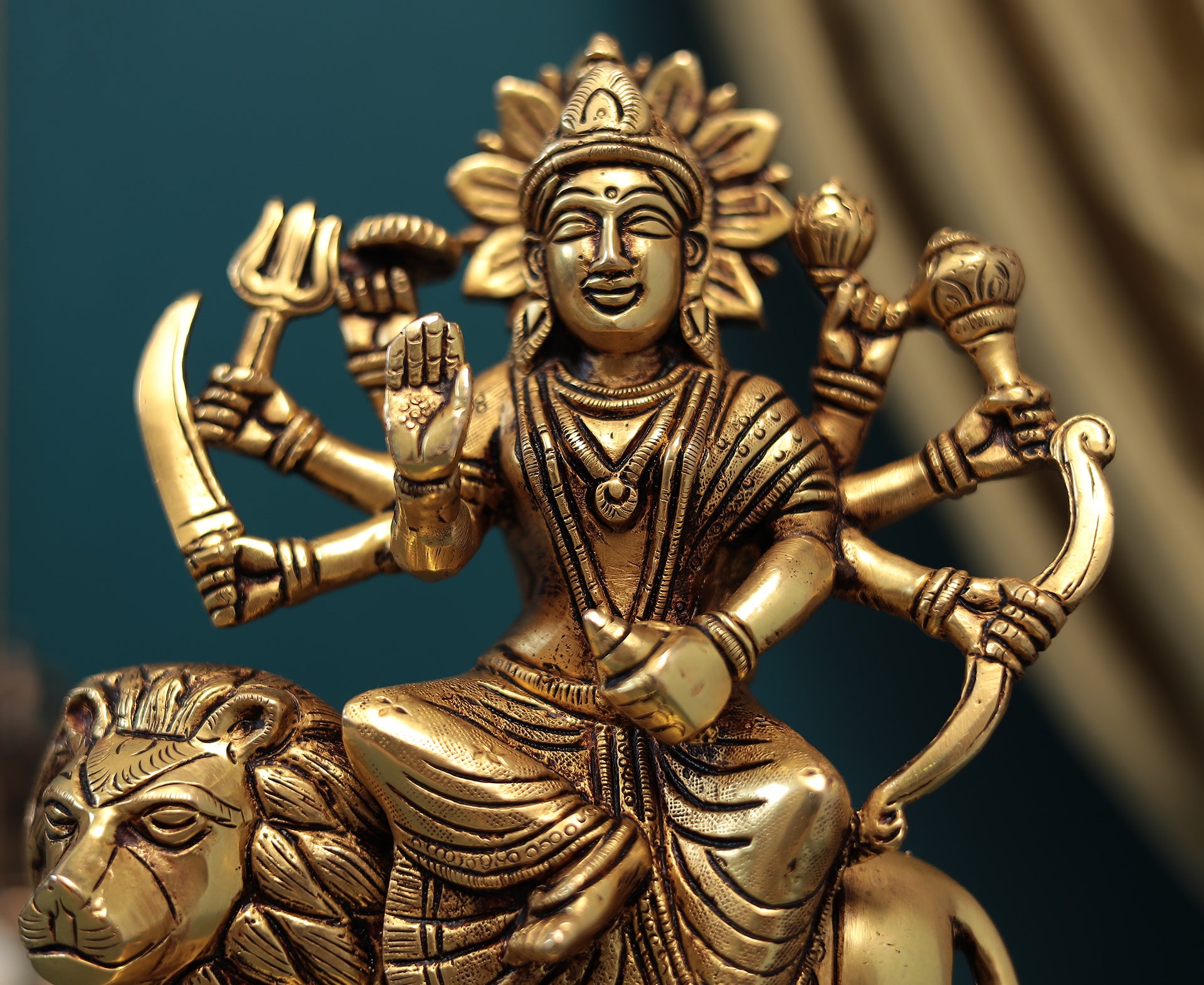 Brass Maa Ambe/Durga/Gauri Idol In 9 Inches (22.8 Cms)