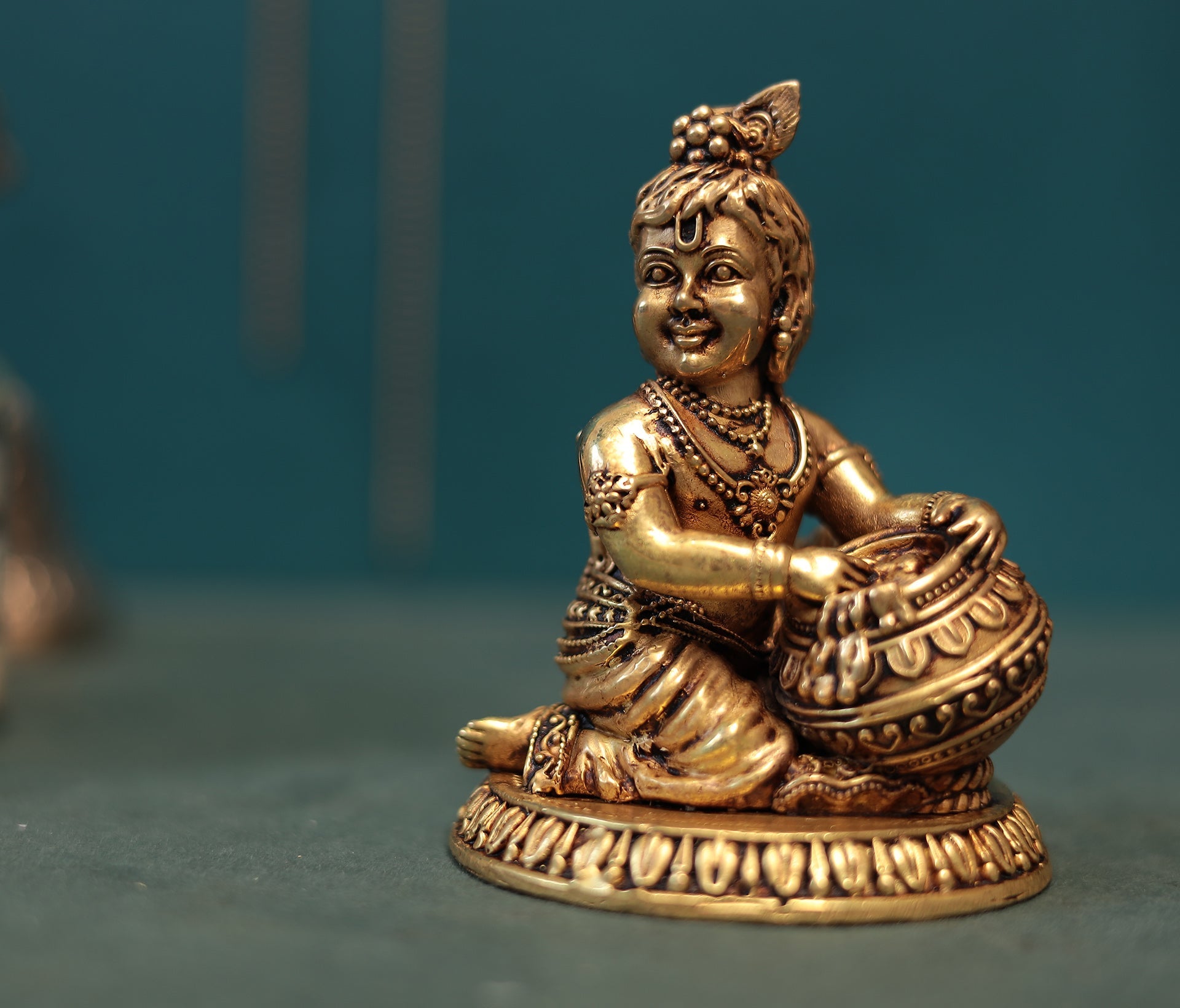 Pure Brass Antique Finish Baby Krishna Idol In 4"