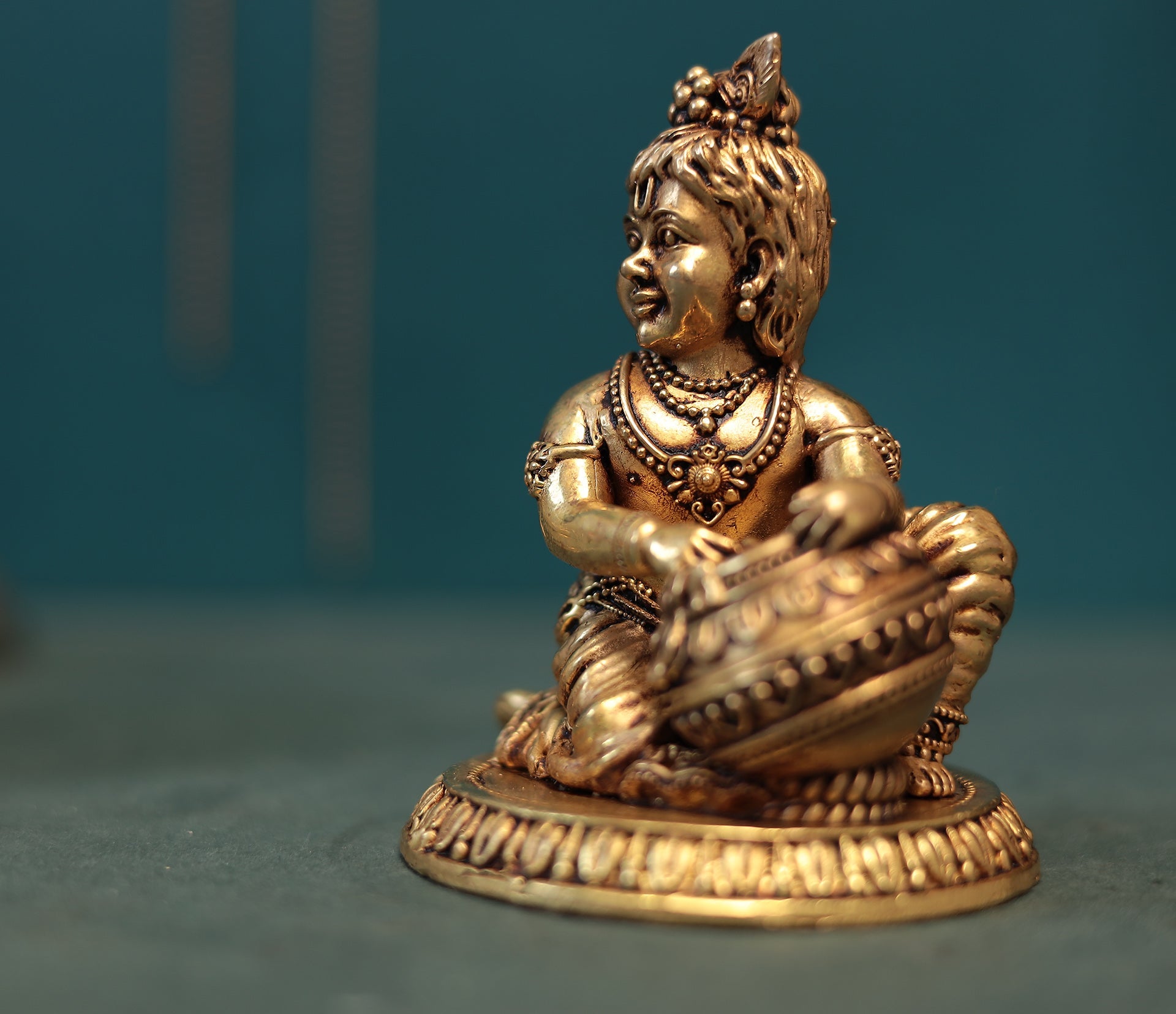 Pure Brass Antique Finish Baby Krishna Idol In 4"