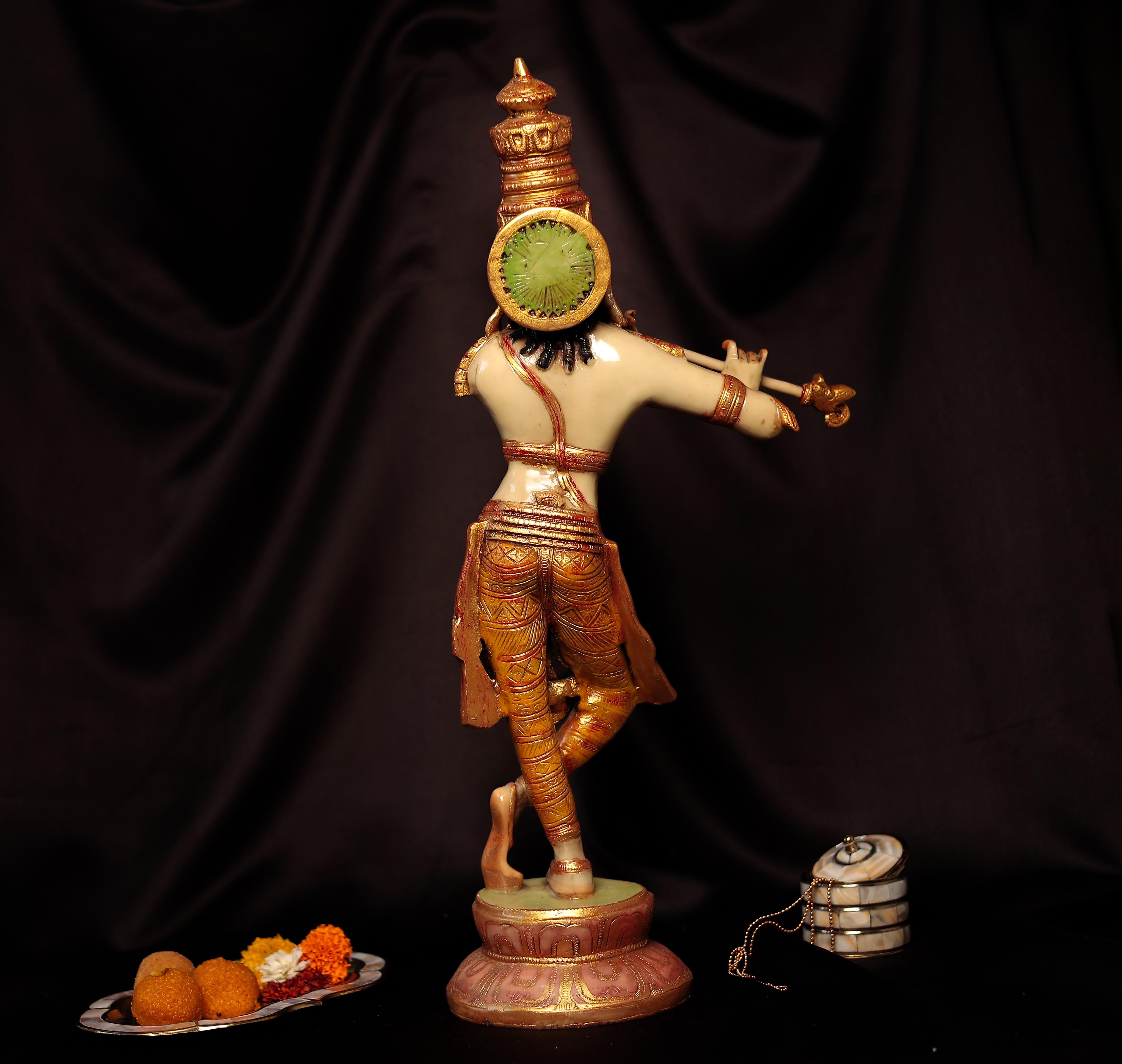 Resin Divine Flute Krishna In Big Size (22.5 Inches,57 Cm)