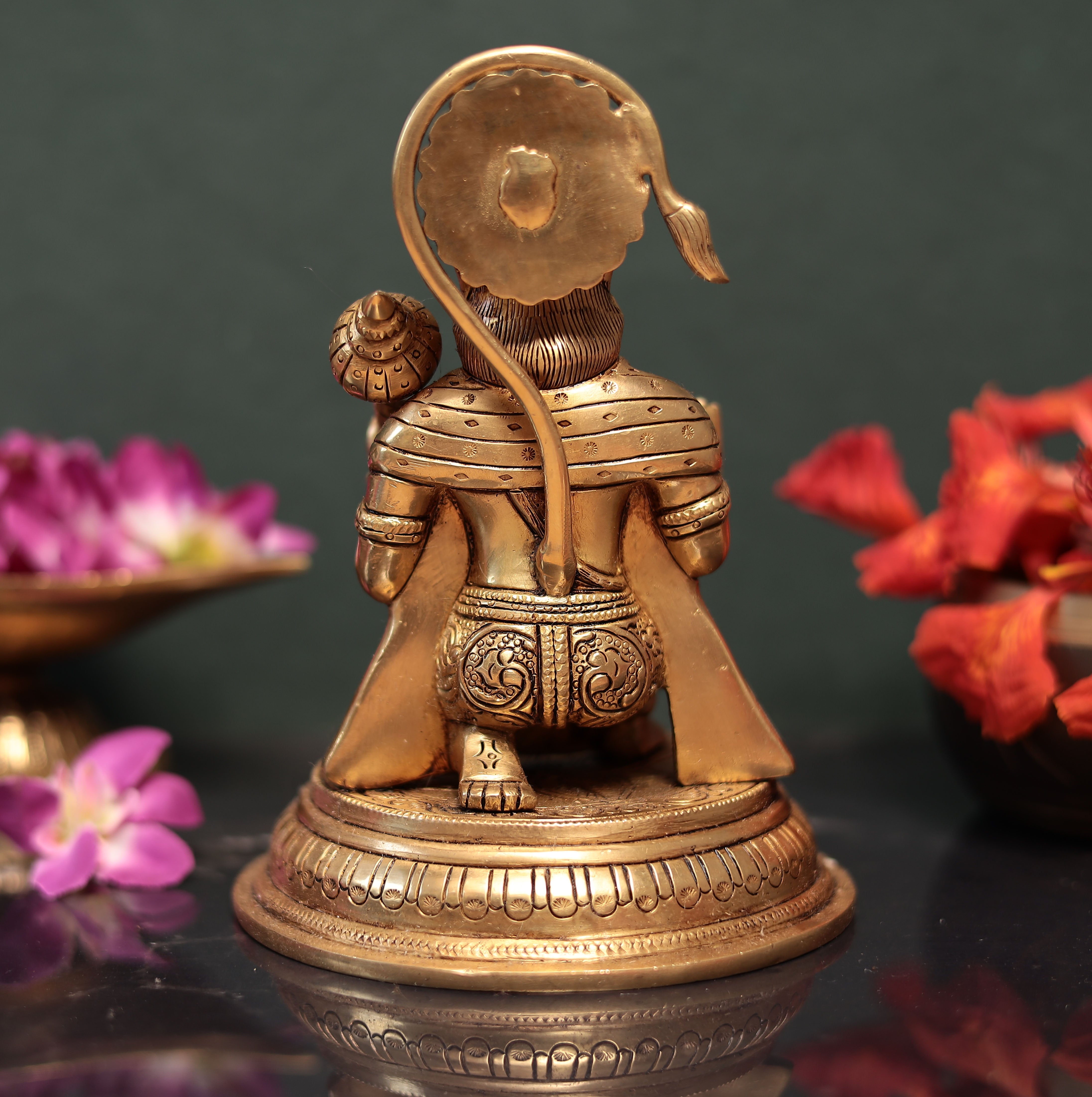 7" Lord Hanuman Seated In Abhay Mudra In Brass