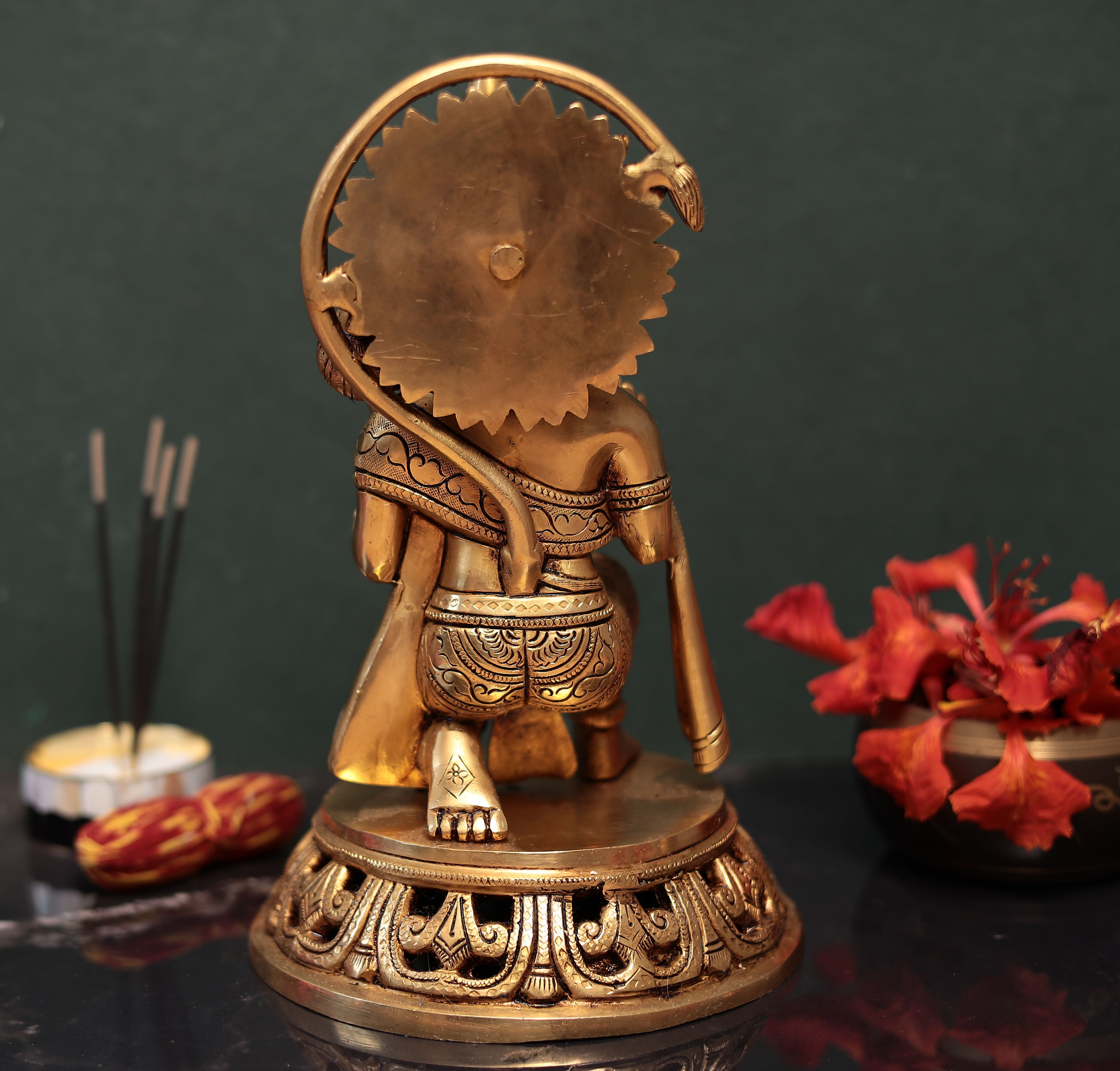 Blessing Hanuman for Puja and Décor In Brass In 11 inches