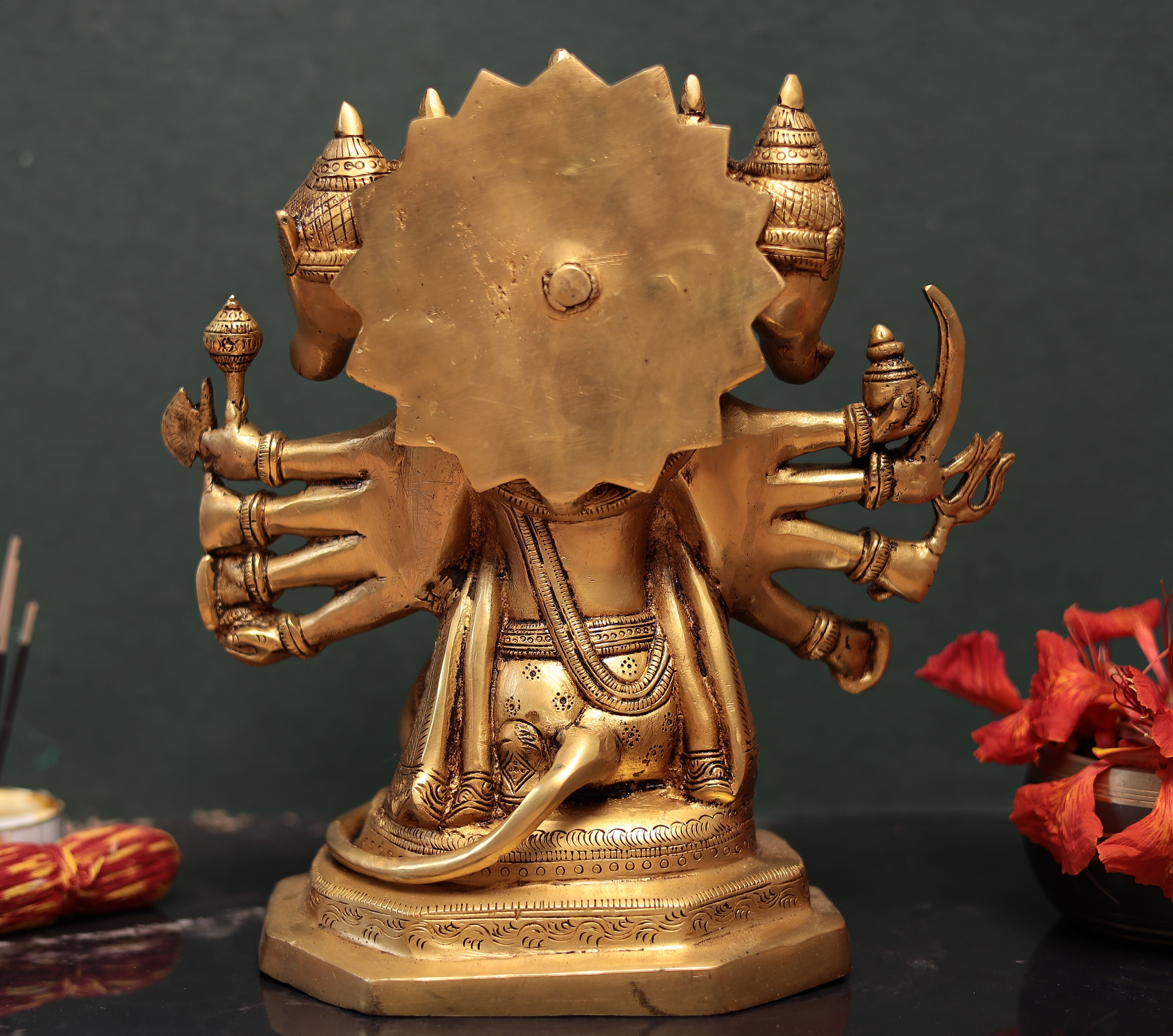 Panchmukhi 10-Armed Lord Hanuman Idol In 11 Inches | Brass