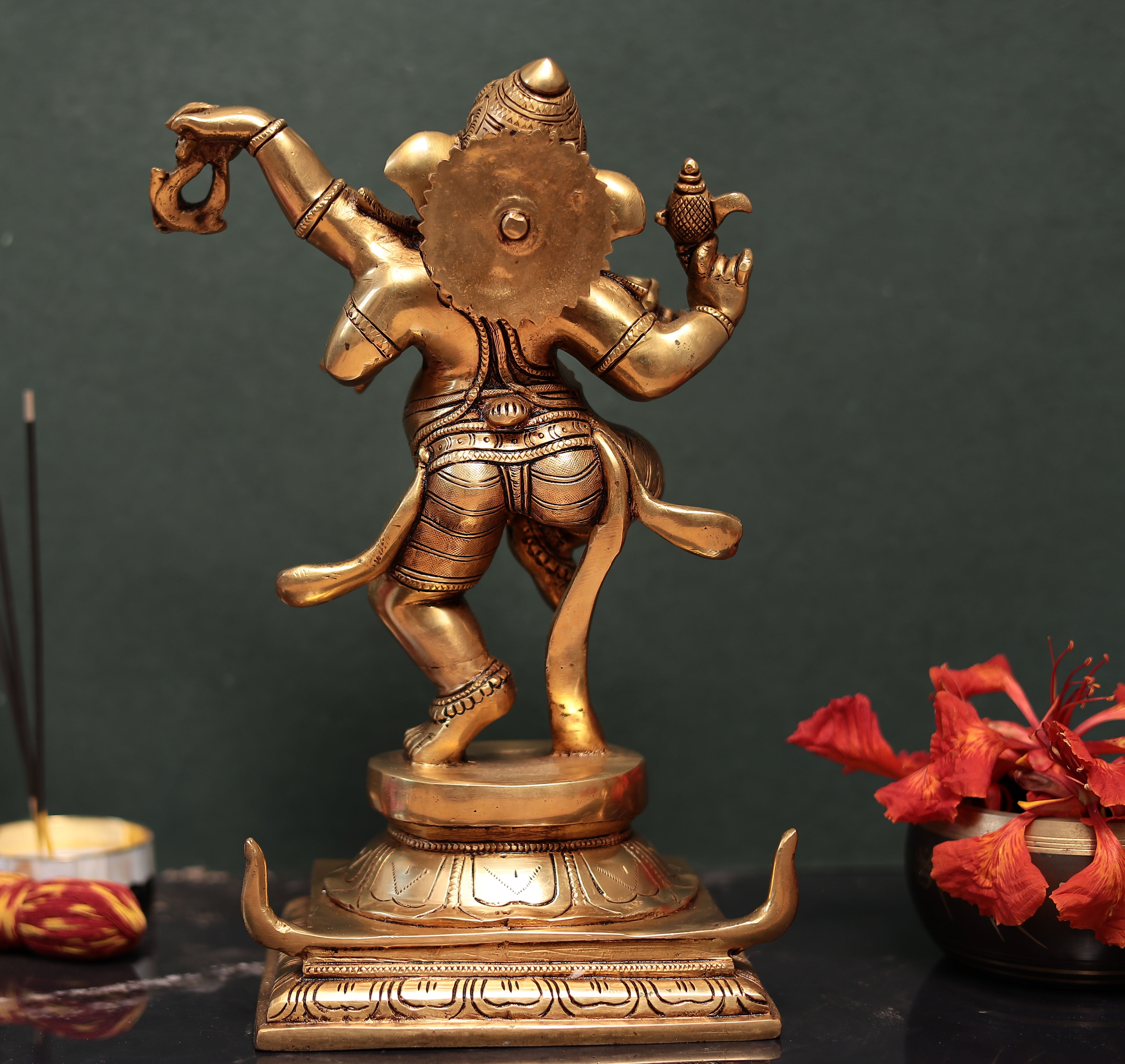 Antique Dhanvantri Dancing Ganesha In Brass In 12 Inches (30.5Cm)