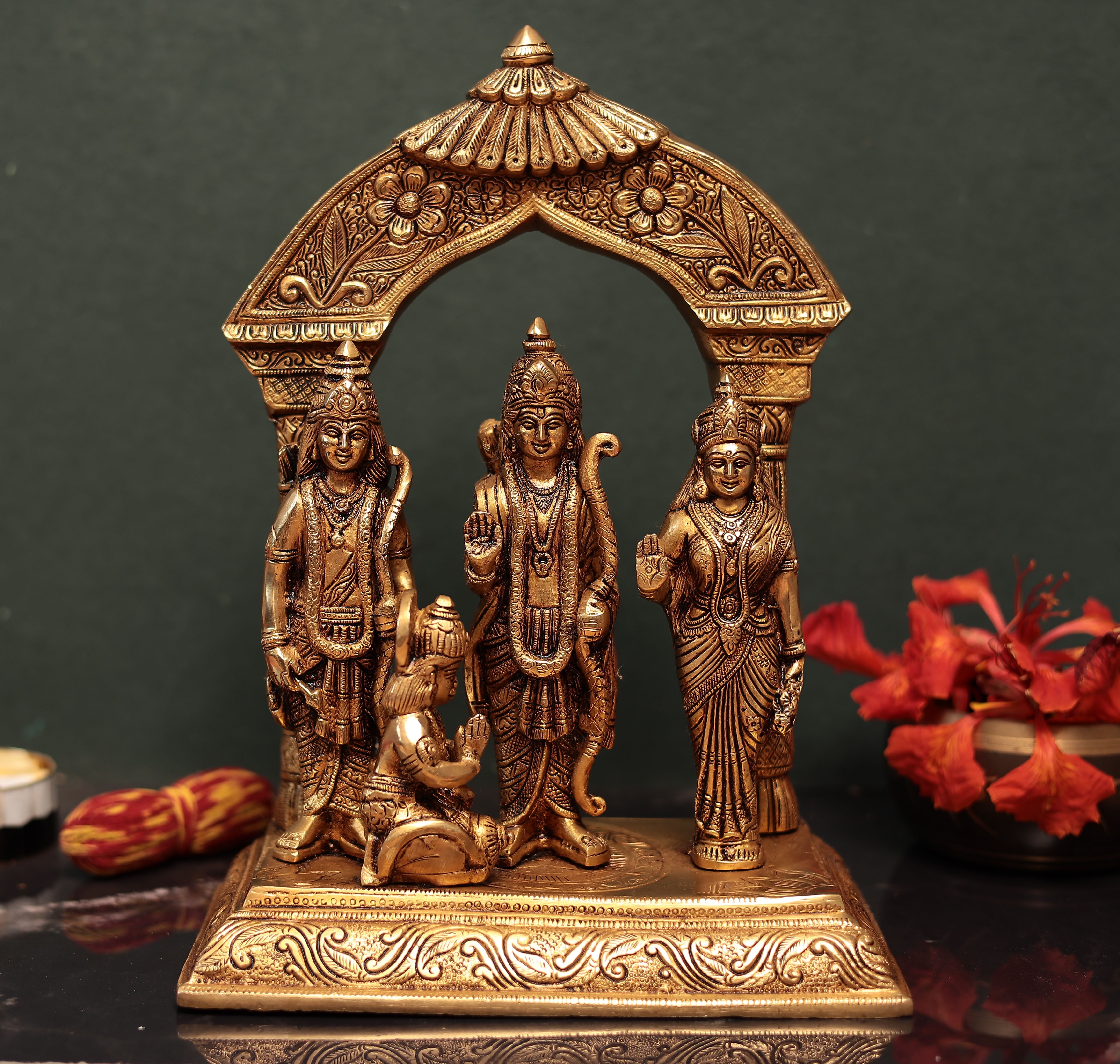 12 Inches Brass Ram Darbar with exquisite carvings