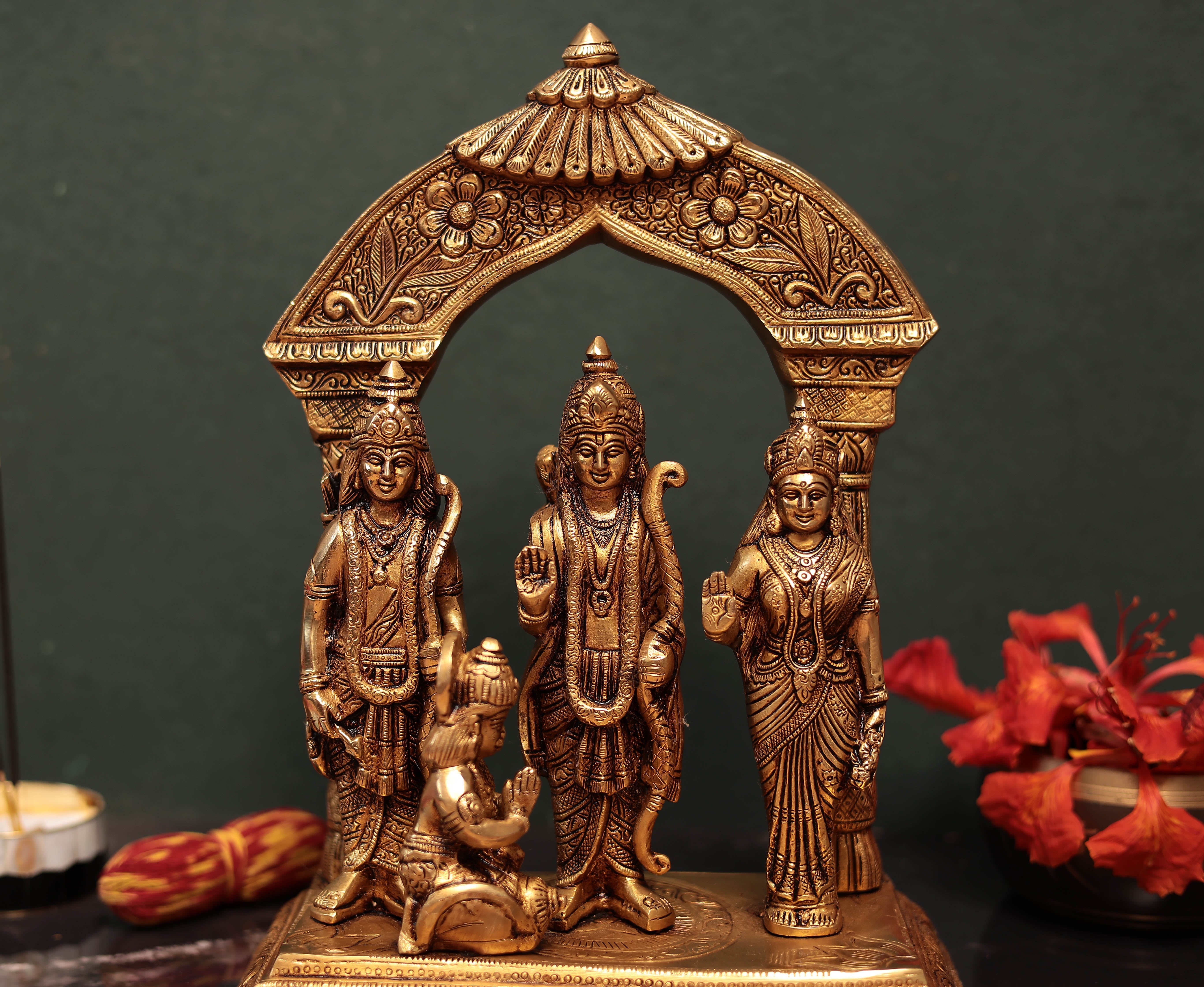 12 Inches Brass Ram Darbar with exquisite carvings