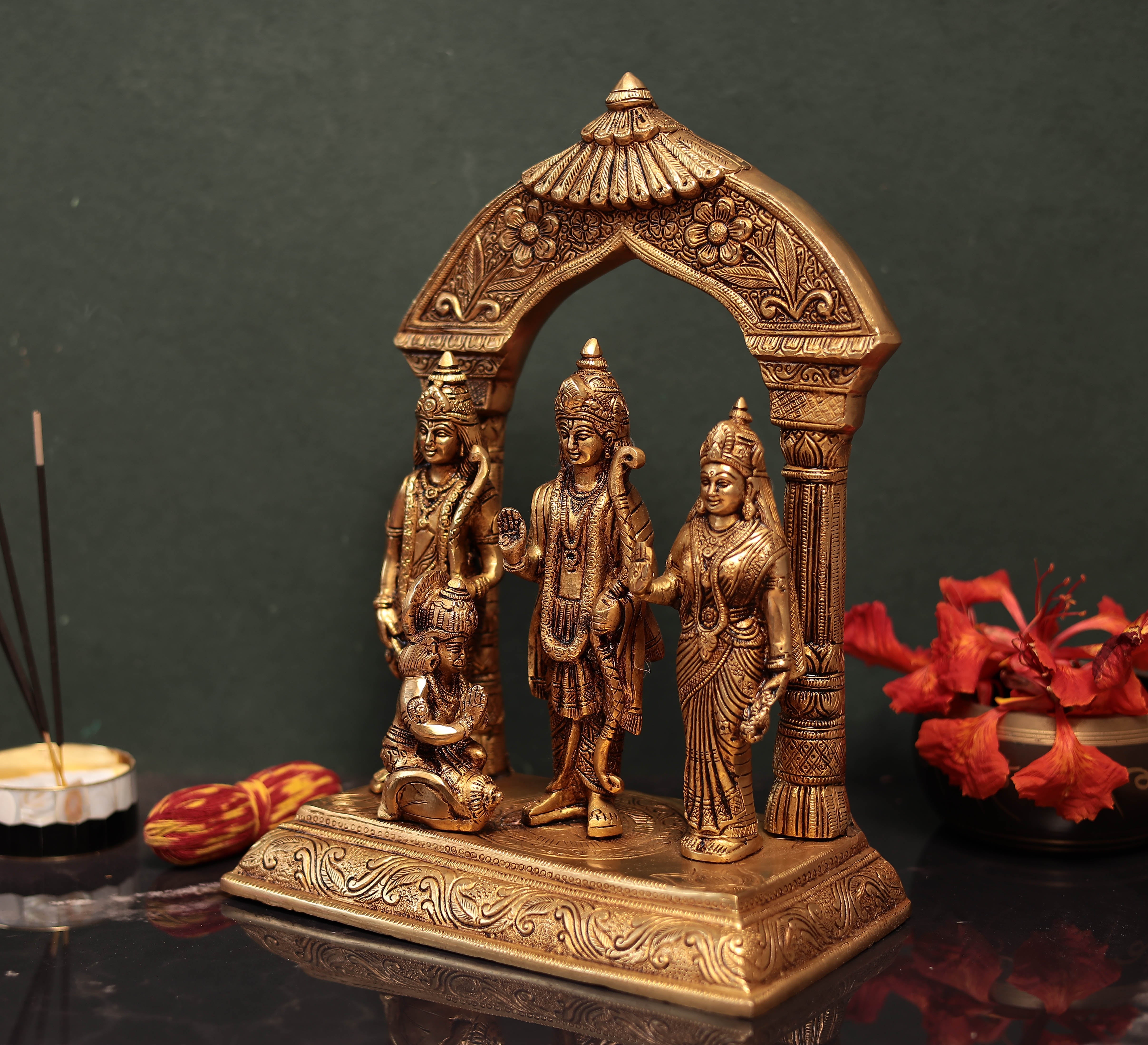 12 Inches Brass Ram Darbar with exquisite carvings