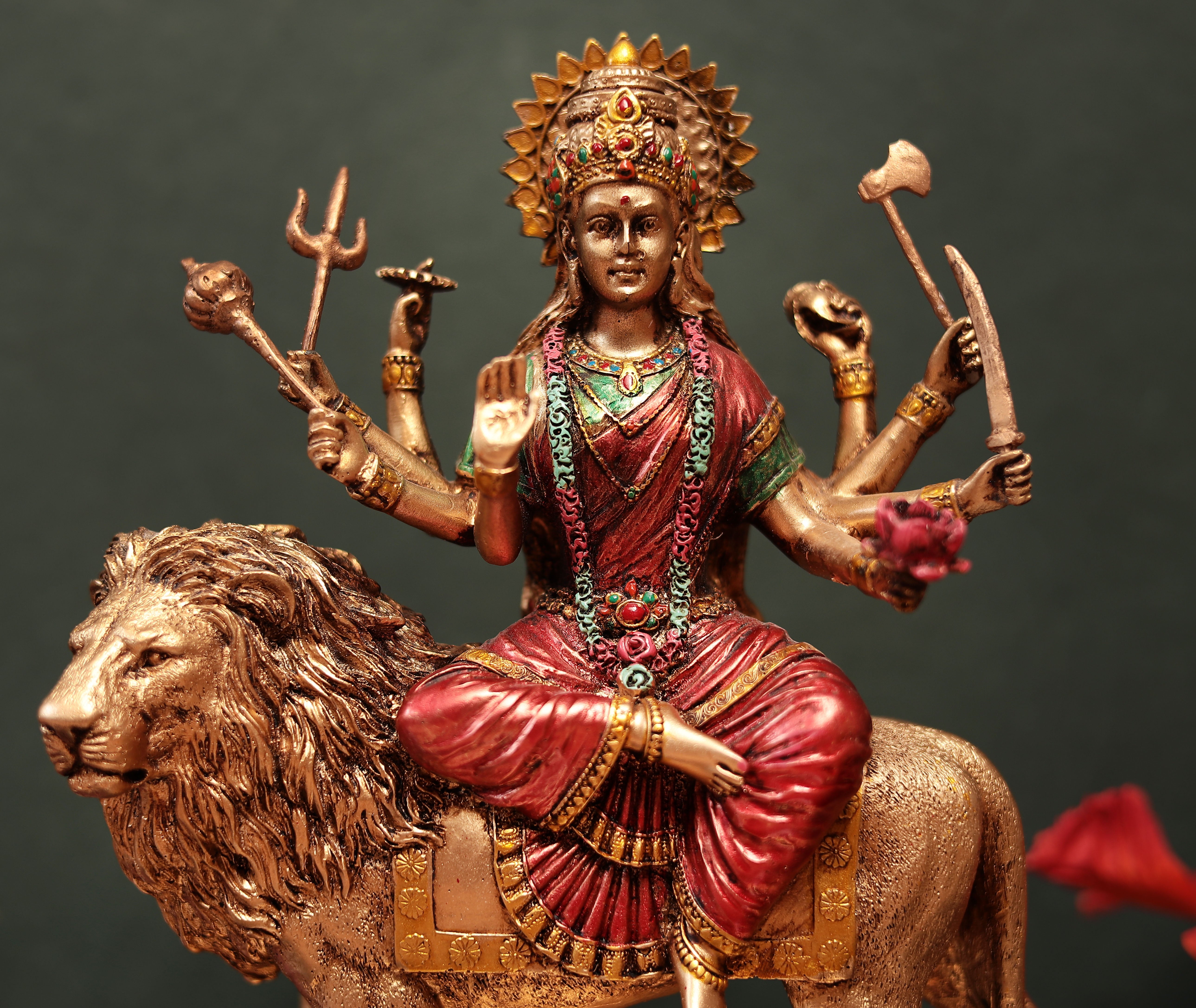 Maa Durga Idol In Sitting Position in Multicolor (Resin)