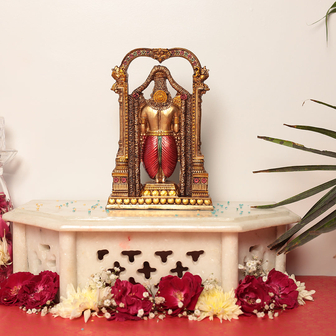 8" Tirupati Balaji in Resin (Marble Dust) | Antique Finish