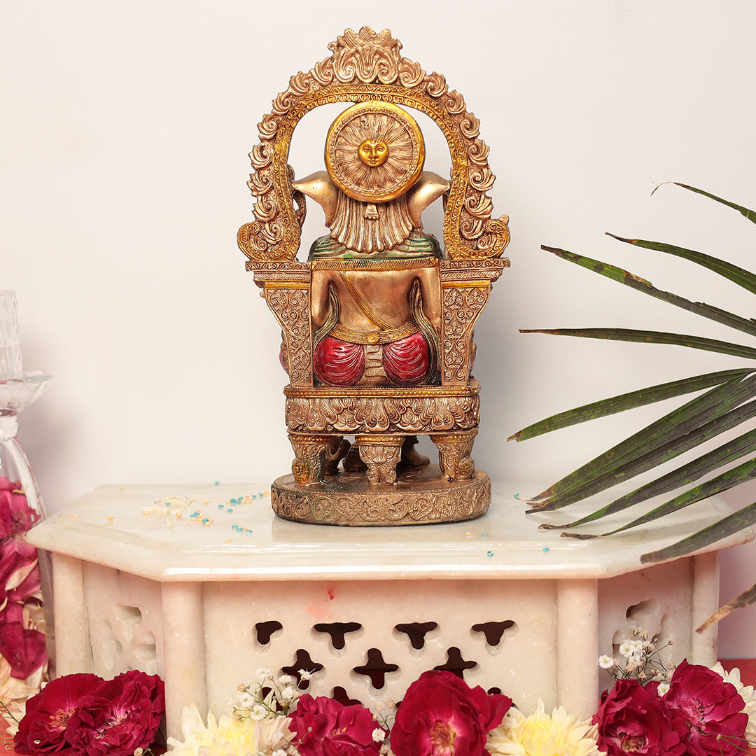 Elegant Multicolor Resin Chowki Ganesha in 10"