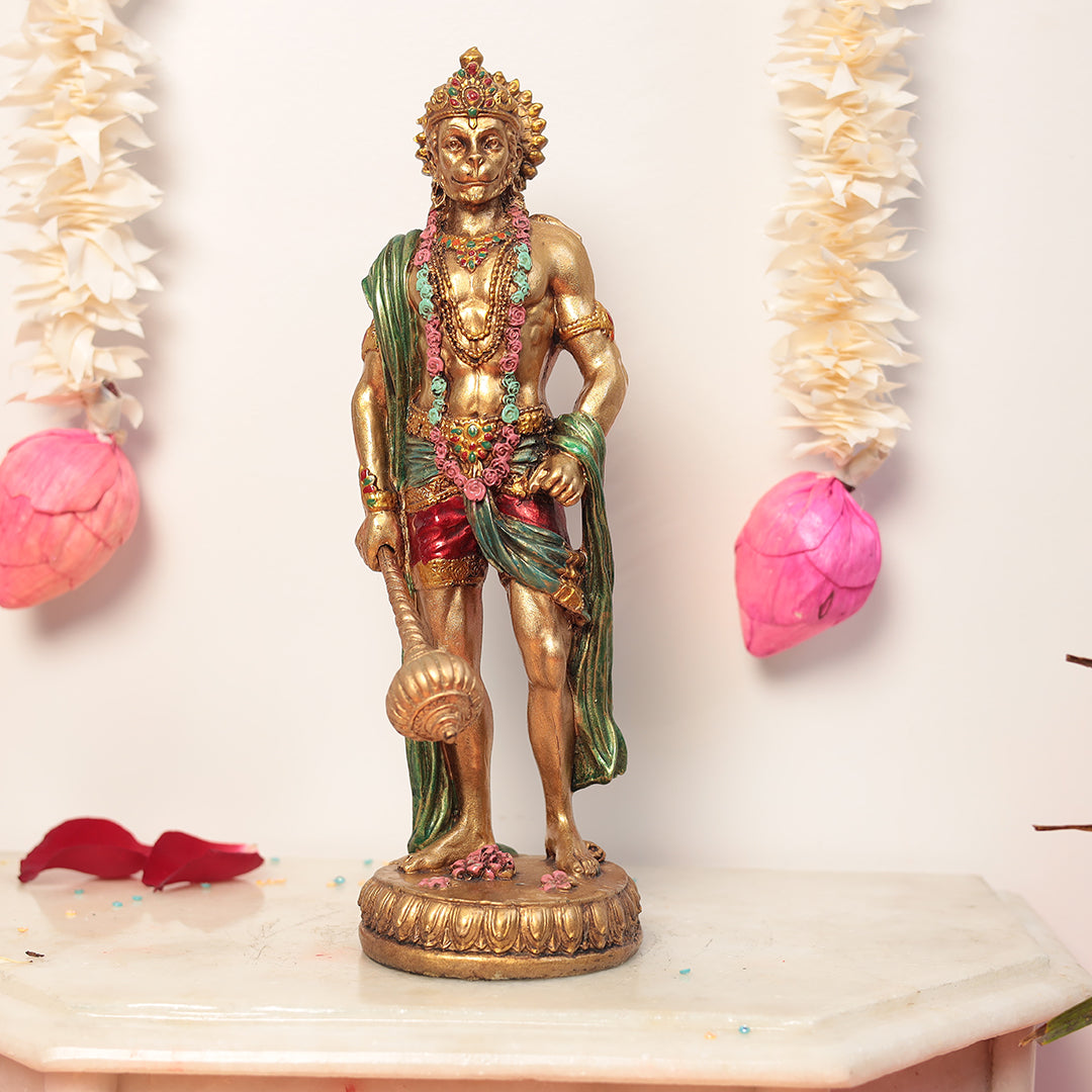 10" Standing Hanuman In Marble Dust