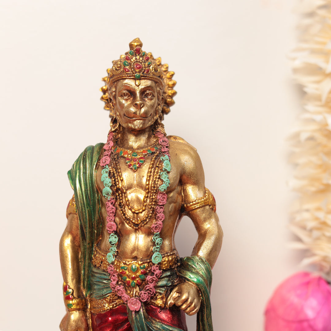 10" Standing Hanuman In Marble Dust