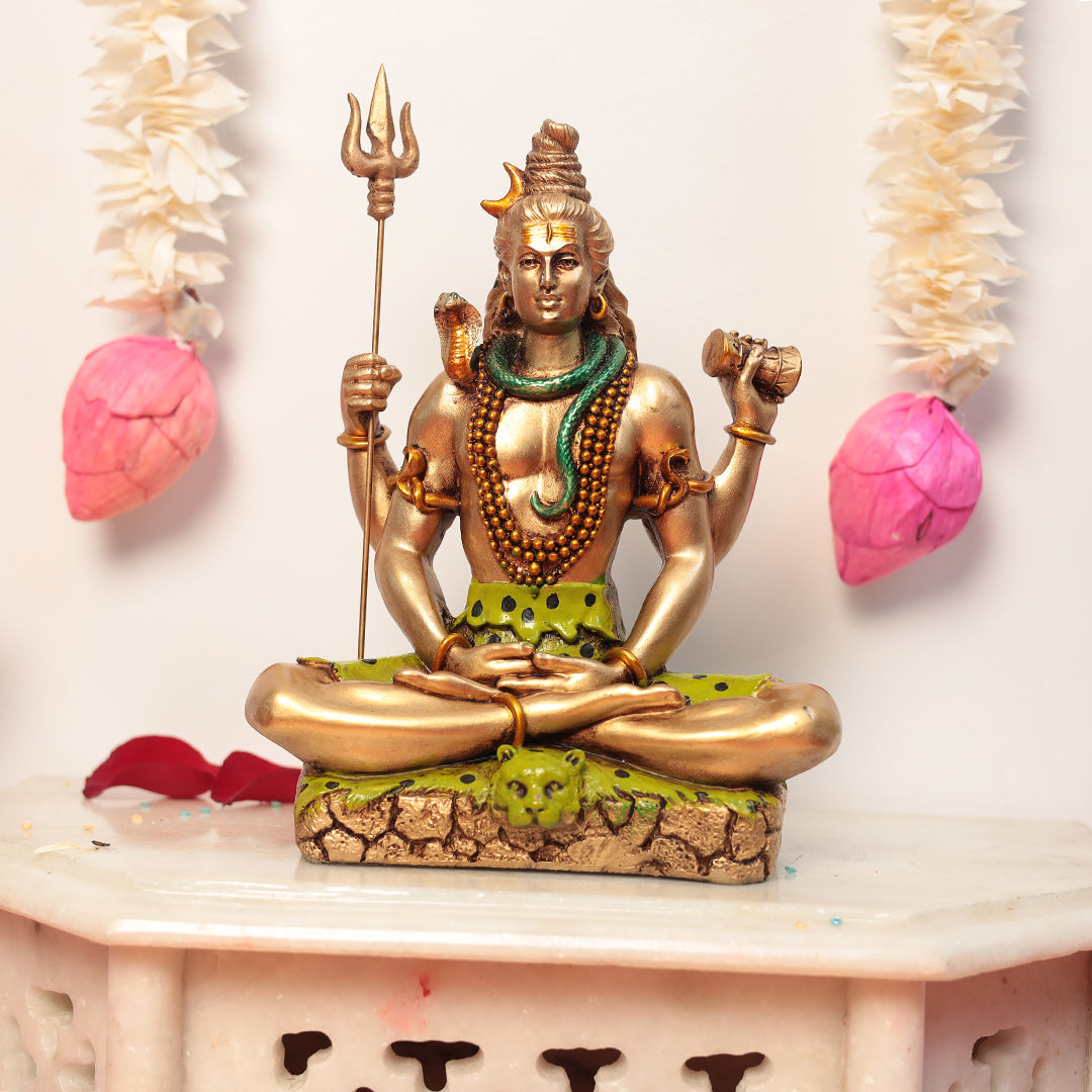 Elegant Lord Shiva In Resin In 9" For Temple/Puja/Decor