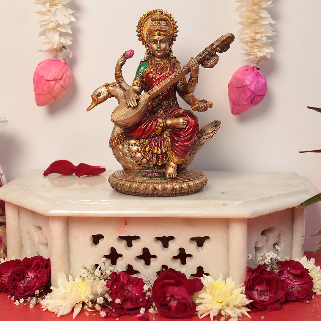 Lakshmi Ganesh Saraswati Set In 8 Inches