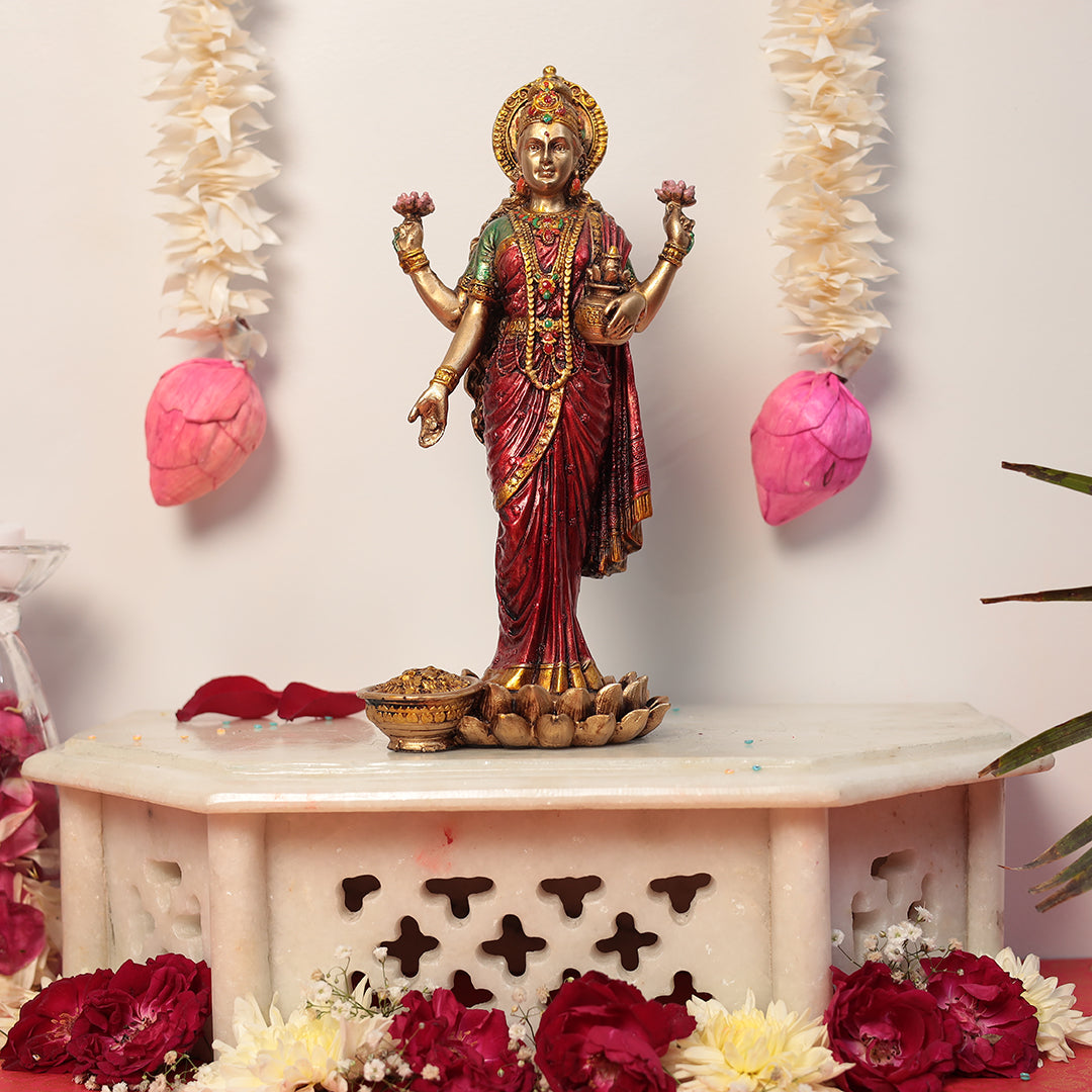 STANDING DIVINE GODDESS LAKSHMI IDOL IN 10"