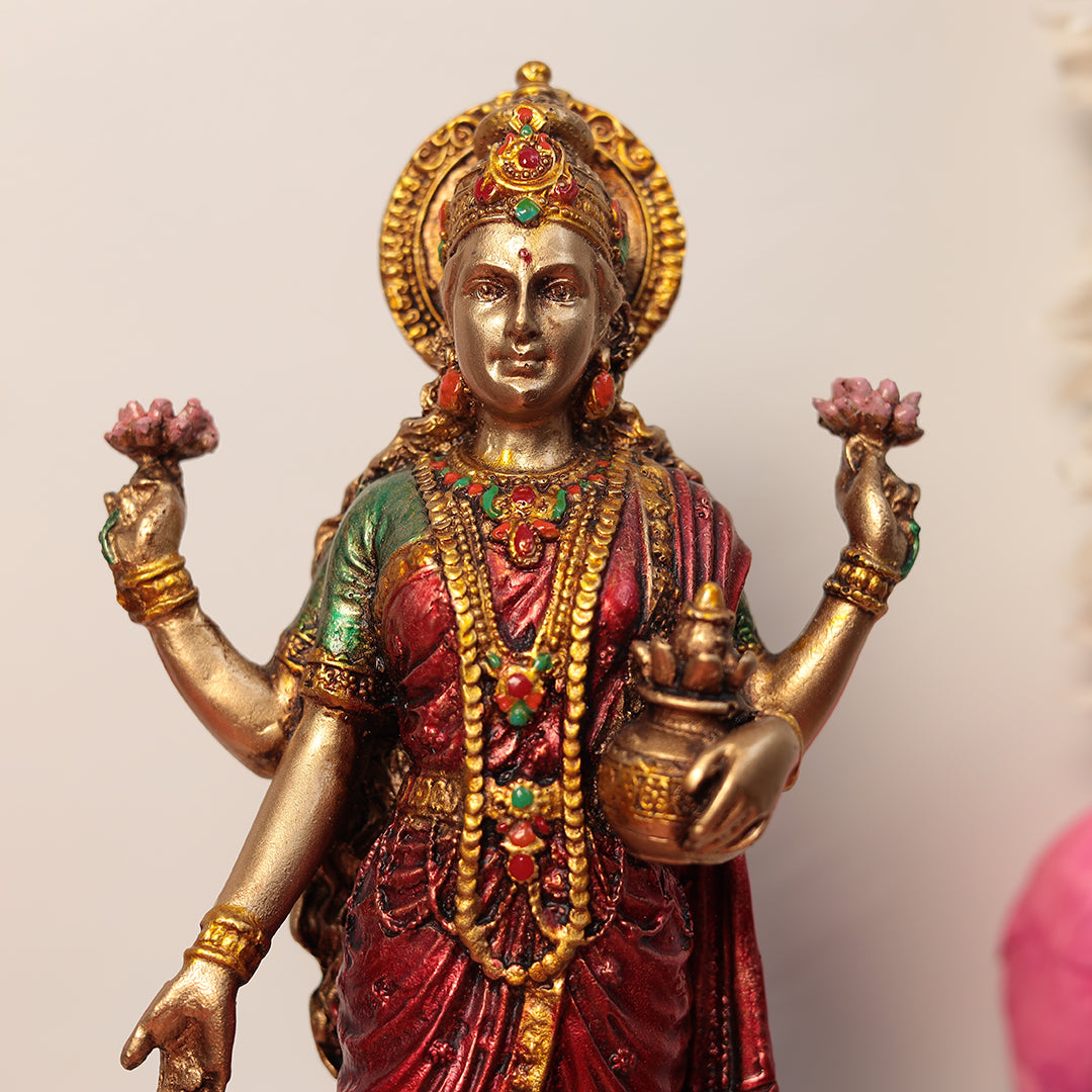 STANDING DIVINE GODDESS LAKSHMI IDOL IN 10"