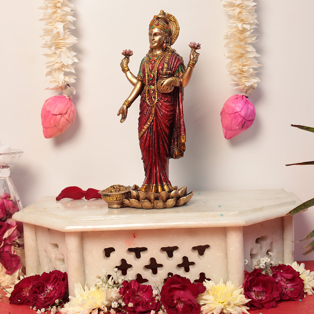 STANDING DIVINE GODDESS LAKSHMI IDOL IN 10"