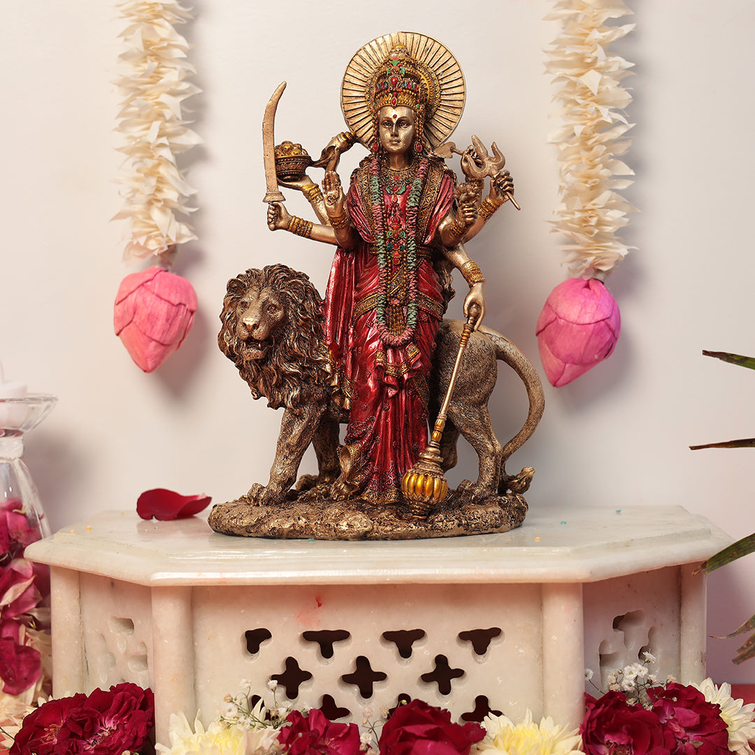 Standing Maa Durga In Multicolor (Resin) In 12 Inches (30.48 Cm)