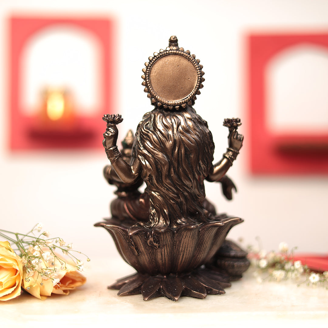 Goddess Shubh Lakshmi in 7 Inches in Copper Finish