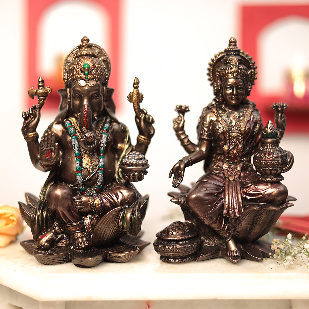 Shubh Lakshmi Ganesh Pair For Puja And Home Decor In 7"