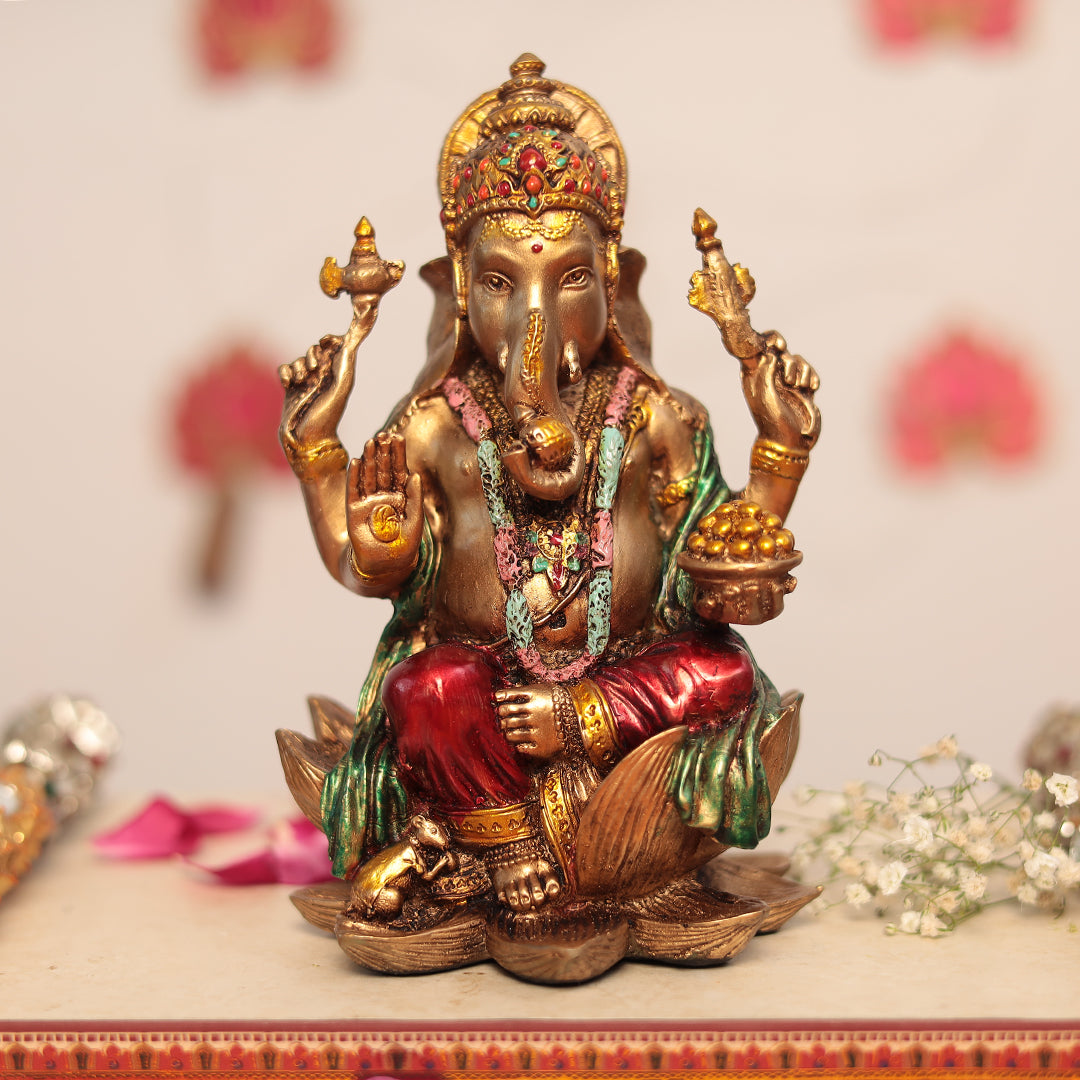 Lotus Ganesh Idol In 7.5 Inches