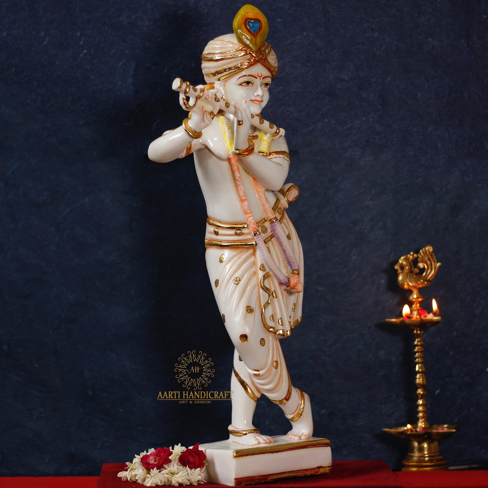 Lord Krishna Statue | Marble Dust Indian Decor