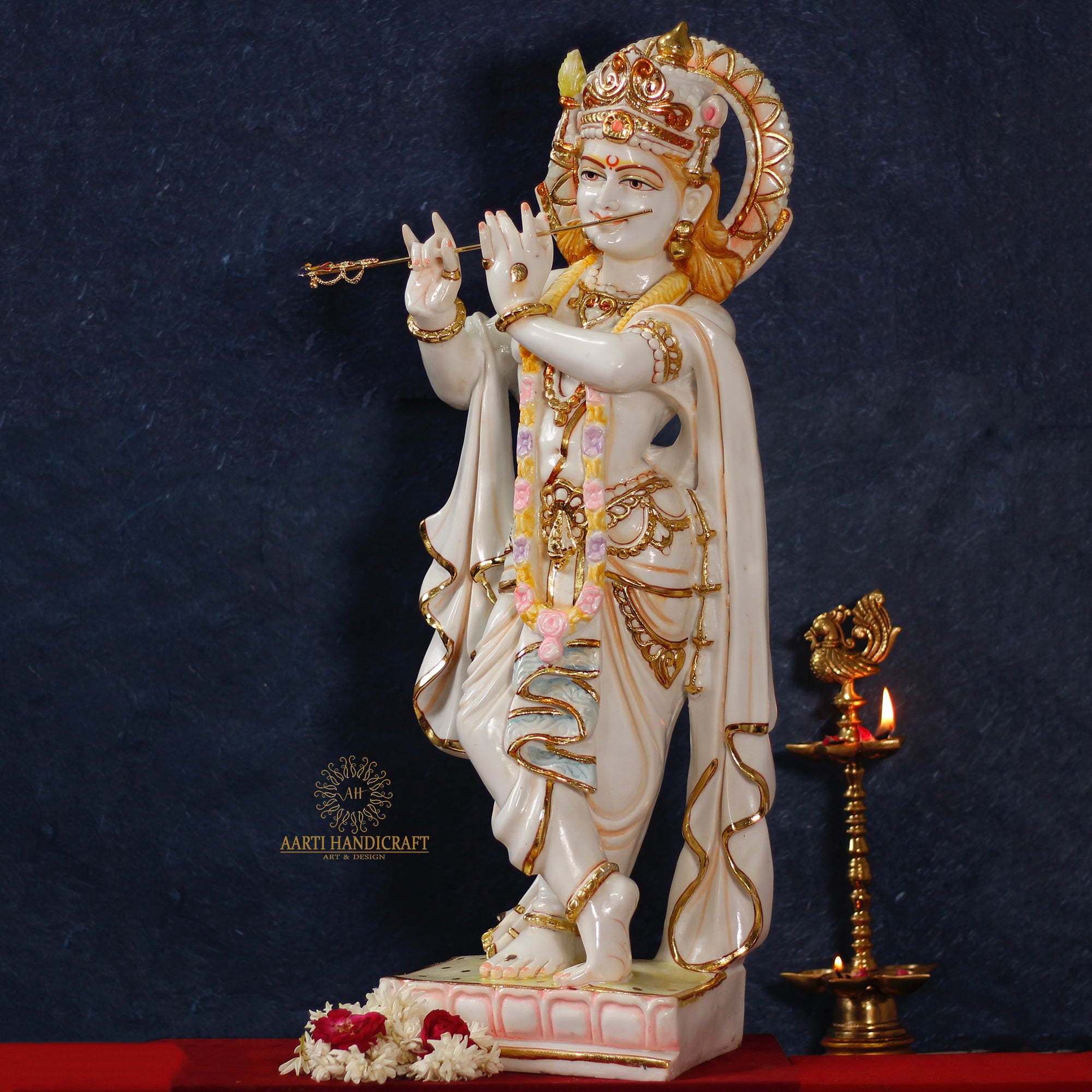 28" Krishna Statue | Resin (Marble Dust)